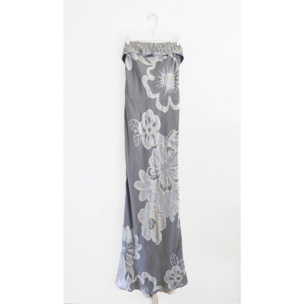Vtg 00s Y2K Luca Luca Grey Silver Floral Bias Cut Evening Dress Gown IT 42 6 NWT